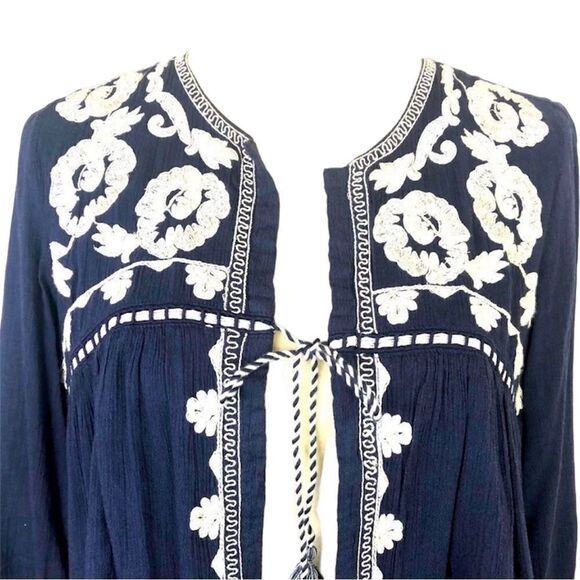 LUCKY BRAND EMBROIDERED SWING JACKET TIE FRONT - Picture 3 of 11